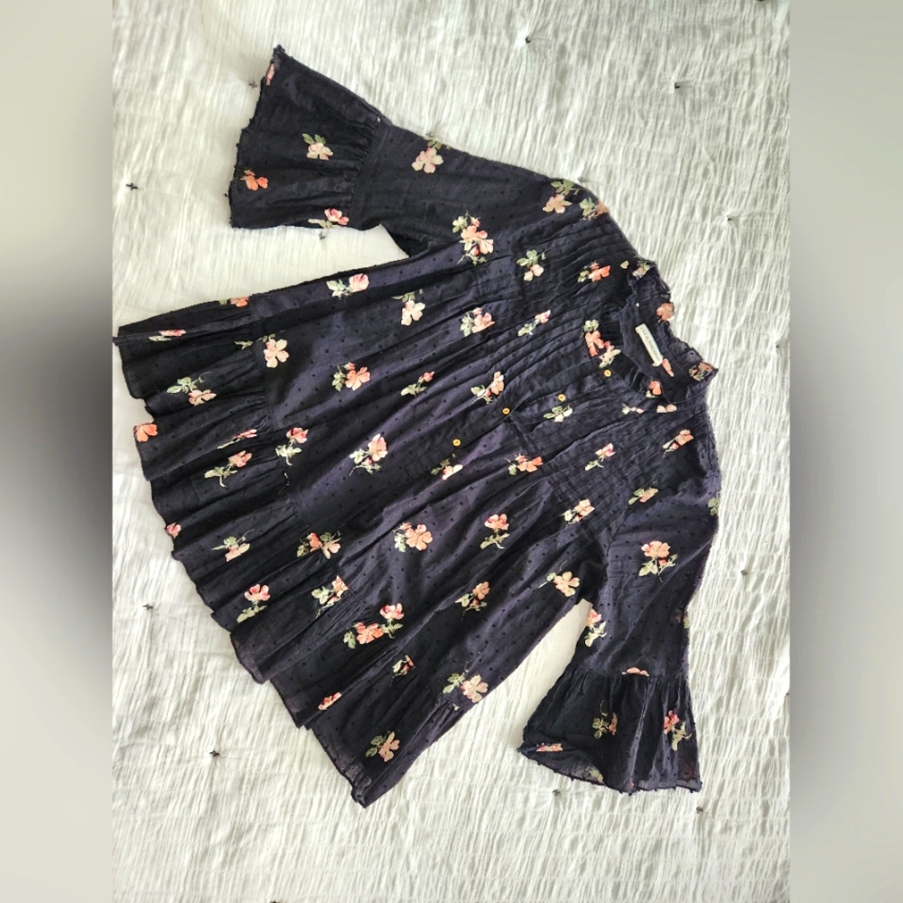 Ulla Johnson top, black floral, cotton